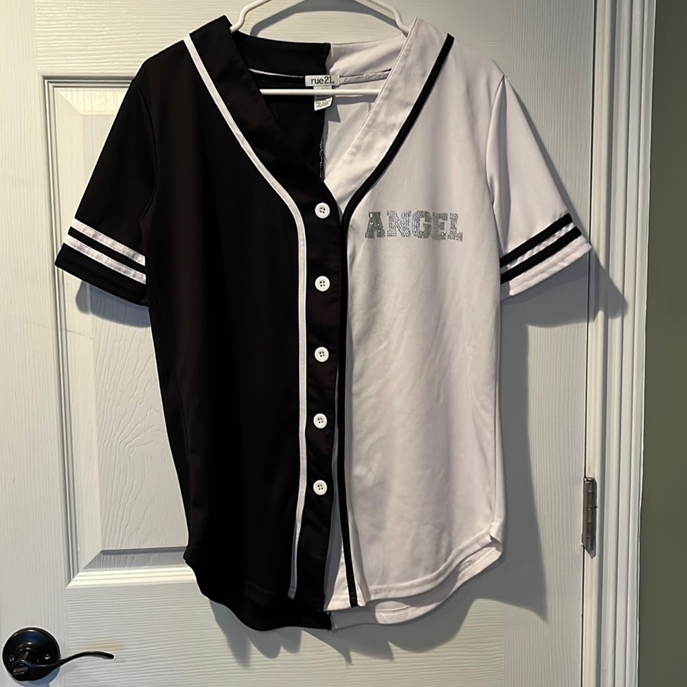 black and white, Rue21, button down short sleeve, size S